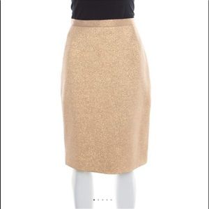 Dolce & Gabbana Matte Gold Cloque Knit Pencil Skirt